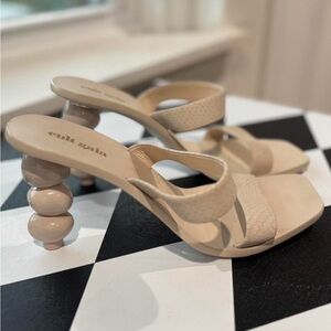 Cult Gaia Meta Nude Heels Sandals Sculptural Design